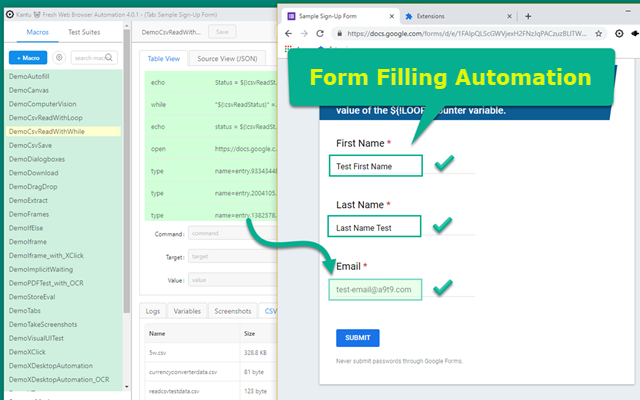 Form filling automation with Selenium IDE and RPA software