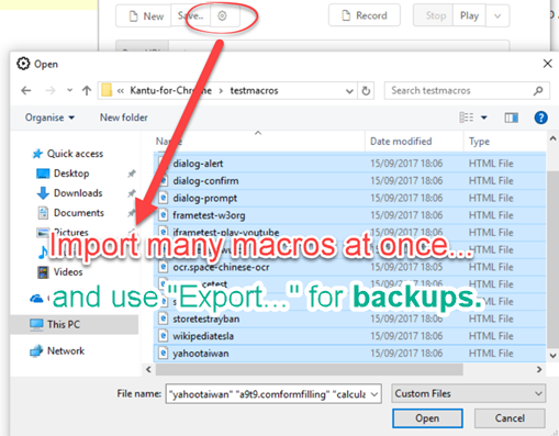 Import many macros at once! - and do not forget to BACKUP (export) your macros once in while