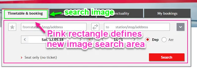 Limit the area for image and OCR searches