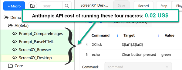 As a cost benchmark, the Anthropic API cost of running the above four demo macros is 0.02 US$.