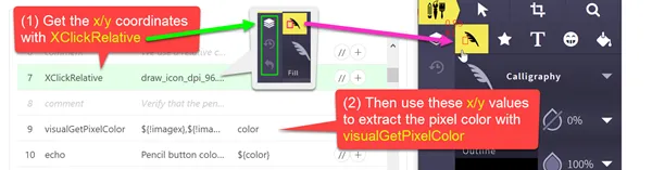 How to get get the pixel color with RPA software and Selenium IDE ++
