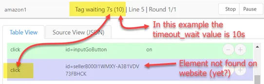 Implicit waiting with timeout_wait in action