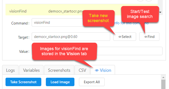 Visual testing and visual assert with the new visionFind command