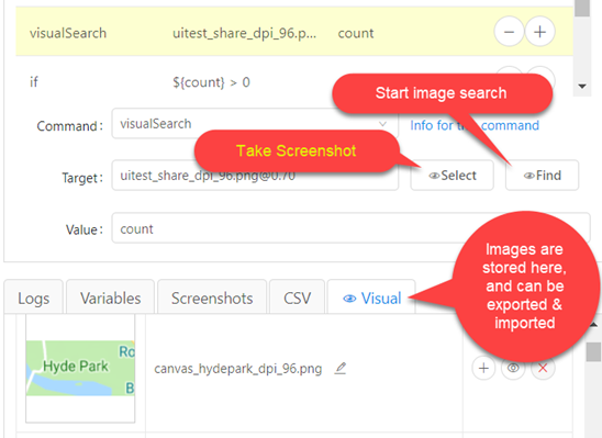 Visual testing and visual assert with the new visionFind command