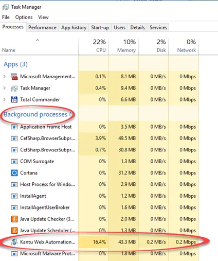 Windows Task Scheduler: Find background process