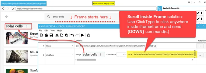 Scrolling pages inside a frame or iframe