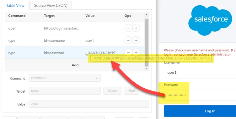 Record encrypted passwords