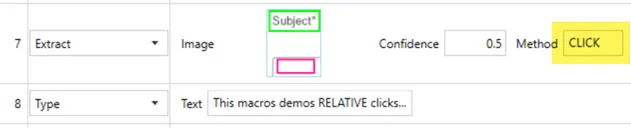 Macro code for relative clicks