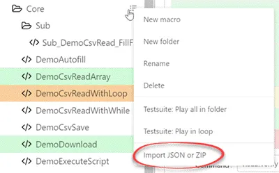 Import RPA script