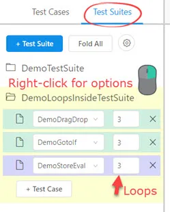 <em>Ui.Vision RPA</em> for Chrome Selenium IDE Test Suites Tab
